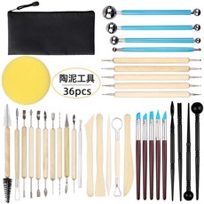 56件套陶泥陶藝工具 多用途雕刻泥塑工具木質修坯刀烘焙丸棒, 1個