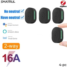 SMATRUL ZigBee Tuya 16A 중립 와이어 스마트 스위치 라이트 모듈 차단기 2 Way Control For Alexa Google, 01 16A, 03 브라운
