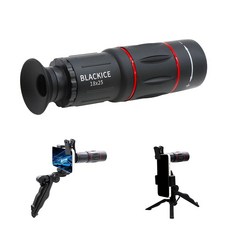 BLACKICE 18X25 단안 망원경 BAK4 프리즘을 갖춘 성인용 망원경 스마트폰 스포츠 낚시 조류 관찰에 적합한 스마트폰 어댑터를 경량