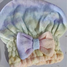 浴帽女吸水加厚可愛公主帽成人洗頭幹發巾包頭巾珊瑚絨柔軟幹發帽, 1個, 彩虹公主帽漸變綠:25*26