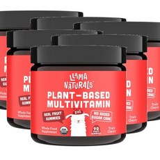 라마내추럴스 키즈 리얼 과일 멀티비타민 체리맛 구미 LLAMA NATURALS Kids Real Fruit Multivitamin, 90정, 6개