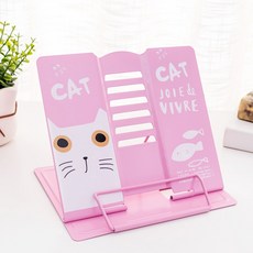미호코리아 휴대용 독서대 전시대 책받침대 북스텐드 거치대, 철재독서대 (고양이-핑크)