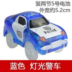 매직 트랙 야광 레이싱 장난감 어둠 자동차 조명 속에서 컬러 플라스틱, 파란색 경찰차, 1개