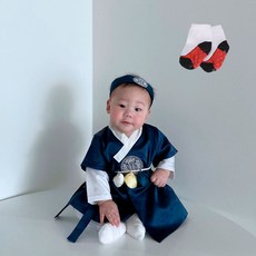 男童款Baby S幼兒韓服+髮帶+韓服襪子