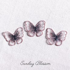 40mm 버터플라이 나비 꽃자수 아플리케 레이스 커버 장식 부자재 빈티지 와펜 5컬러, 04. 골드 핑크, 1개