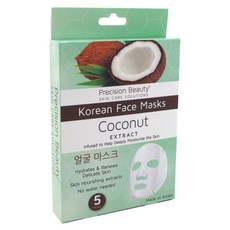 스위스코 프리시전 뷰티 코리안 페이스 마스크 코코넛 추출물, 1개, 5개입