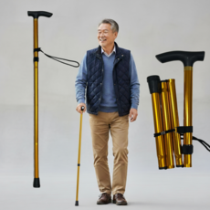 솔레아 접이식 어르신 지팡이 초경량 효도 노인지팡이, 1개, 골드