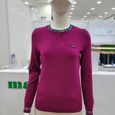 마코 모다남양주 여성 FW 넥로고자가드 솔리드 라운드넥 니트 티 MOW3SW9144_GN