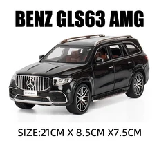 1:24 메르세데스 벤츠 GLS63 AMG 합금 모델 자동차 SUV 차량 다이캐스트 금속 시뮬레이션 사운드 라이트 장, 02 BLACK