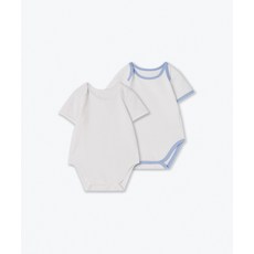 MUSINSA STANDARD KIDS 베이비 링거 반소매 바디수트 2팩 [화이트/화이트 파스텔 블루] 417087