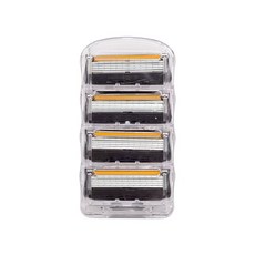 LYKD 男士手動五層剃須刀 通用5層替換頭 不銹鋼刀頭刀片刀架 刮鬍刀 手動, 五層橙黑4個刀頭【28克】, 1個