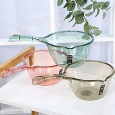심플 손잡이 투명 욕실 바가지 주방 샤워 세면 물통 세척용, 핑크, 1개