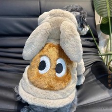 狗狗衣服兔年鼕季保暖加厚法鬥雪納瑞比熊貴賓柴犬西高地毛絨連帽狗狗衣服, 米色兔耳朵毛絨, 1個