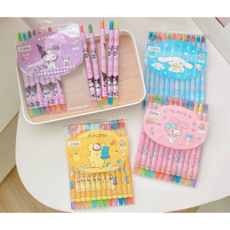 [아띠엘] 산리오 캐릭터 돌돌이 색연필 12색 유아 키즈 입학준비물 신학기 새학기 생일선물, 쿠로미, 1개