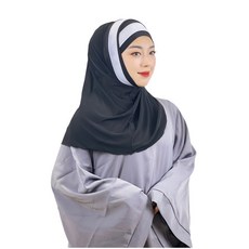 히잡 스카프 투피스 여성 무슬림 인스턴트 보닛 이너 튜브 모자 터번 포함 이슬람 아랍 베일 숄 스톨 헤드랩 기도용 헤드스카프