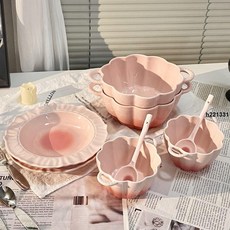 早餐碗高顏值陶瓷奶fufu雙耳ins大容量湯碗泡面菜盤子清倉家用餐具套裝, 尾貨清理 金牌釉下彩,情侶丨兩人專用六件實用, 1個