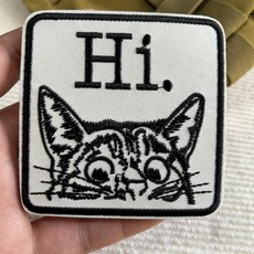 Kitty Says Hi 자수 재미있는 모랄 패치 - 군용 장비 배낭 오퍼레이터 야구 모자 플레이트 캐리어 및 조끼용 전술 고양이