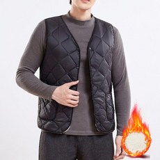 미레온 남녀공용 브이넥 따뜻한 양모 경량 패딩 조끼