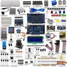메가2560 LCD1602 서보 스테퍼 모터 센서 브레드보드 점퍼 와이어 저항기 커패시터 트랜지스터 및 튜토리얼이 포함된 아두이노용 궁극의 STEM 전자 프로젝트 스타터 키트 완성