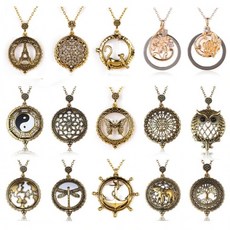 돋보기 목걸이 빈티지 골동품 쥬얼리 크리스탈 고양이, 1개