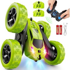 어린이 RC카 4륜구동 스턴트카 LED 360도 회전, 녹색