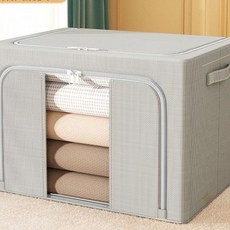 옷 수납함 다용도 이동식 리빙박스 정리 수납함 의류 보관함 접이식 패브릭 세탁실 이불, 그레이(100L), 1개, 그레이