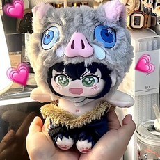 玩偶 正版鬼滅之刃嘴平伊之助豬卷棉花娃娃20cm可愛女生禮物, 1個, 猪光宝气裸娃,20cm无骨