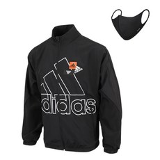 adidas 愛迪達 LOGO印花梭織拉鍊外套+口罩