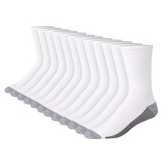 Hanes 남성용 맥스 쿠션 크루 양말 냄새 조절 기능이 있는 수분 흡수 멀티팩 화이트/그레이 발 바닥 - 6팩 172124, 12, 화이트/그레이 발 바닥 - 12팩