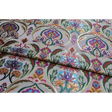 ［銘布］75CM環抱花織錦緞 桌旗 桌巾 旗袍 中國服 抱枕 椅墊套 宗教宮廟 喜慶 提花織錦緞布料, 白色