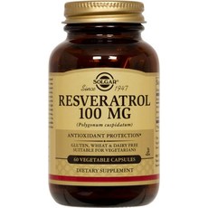 SOLGAR 無麩質白藜蘆醇素食膠囊 100mg, 60顆, 1罐