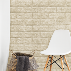 JSS&D 접착식 폼블럭 벽지 220cm 단열 포인트 시트지, 베이지