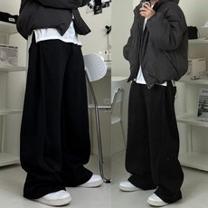 르위 양기모 사이드 핀턱 벌룬 와이드 밴딩 스웻 트레이닝팬츠 추리닝바지