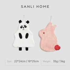 동물 캐릭터 주방수건 고리 주방타올 걸이형 핸드타올, 1개, 빅화이트플러피+핑크래빗