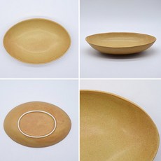 日本製 美濃燒 橢圓咖哩盤，三色可選，可機洗，可微波，長盤，義大利麵盤，沙拉盤，陶瓷盤，深盤，日式餐盤, 1個, 黃土色