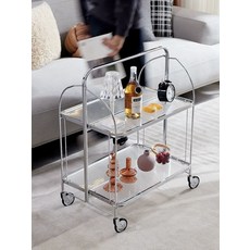 이동식 테이블 접이식 사이드 거실 유리 트레이 반투명 스틸 프레임 인테리어, D. 반투명 + 브레이크 포함