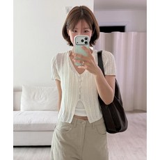 COSTUMEOCLOCK WOMAN [보라끌레르 PICK][ITALY] 펀칭 브이넥 하프 가디건 10 COLOR COWCD005