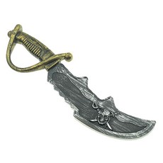 瘋狂派對 海盜船長 萬聖節服裝配件 兒童變裝玩具 海盜傑克彎刀, 黑色/紅色, 1個