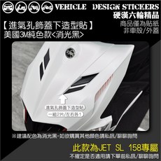 SYM JET SL JETSL 158 (免裁切), 1個, 進氣孔飾蓋下-美國3M純色<消光黑>