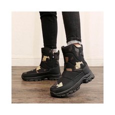 雪靴男款中筒防水防滑雪地靴加絨保暖靴子大尺碼戶外防寒登山鞋, 黑金剛戶外推薦迷彩