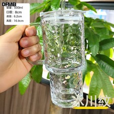 DFMEI 大容量玻璃杯巨無霸帶把手吸管杯女生高顏值帶蓋辦公室咖啡水杯子, 1個