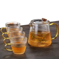 원형 내열유리 티포트 크리스탈 차주전자 거름망 고급 차 주전자, 티팟세트, 1세트, 500ml