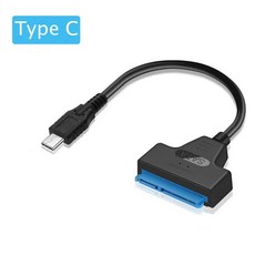 SATA to USB 3 0 케이블 2 5인치 외장 HDD SSD 하드드라이브 22핀 어댑터 6Gbps, SATA to USB 3.0 케이블 Type C