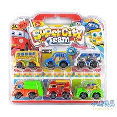 小胡玩具 6入Q版卡通城市迴力車 兒童玩具, 1個