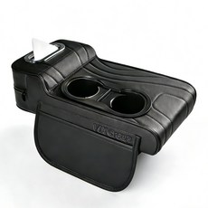 VIX Group 차량용 팔걸이쿠션 팔꿈치 받침대 다양한 활용 수납함 컵홀더 티슈 보관함 수납포켓 콘솔쿠션, 1개, 블랙