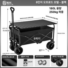 누마 대형 유아웨건 쌍둥이 폴딩 캠핑 다용도카트 접이식 카트 손수레 야외 피크닉 여행용, 세트 8인치 오프로드 8인치