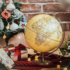 SkyGlobe 10吋仿古金屬手臂地球儀(中英文版)(附燈) - AR互動款