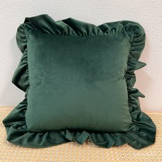 고급 벨벳 프릴 쿠션 커버 다채로운 색상 인테리어 장식용 쿠션, 43*43cm 베개 커버, 다크 그린