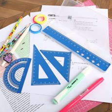 알루미늄 삼각자 20cm자 4종 세트 블루, 본상품