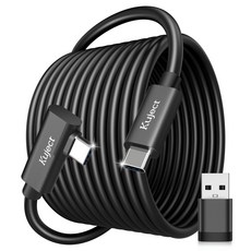 Kuject Quest 3S/3 2/Pro Pico 4용 4.6m(16피트) 링크 케이블 Rift S/Steam VR 게임용 헤드셋 액세서리 USB 3.0 타입 C to 고속, 20 FT, 블랙.